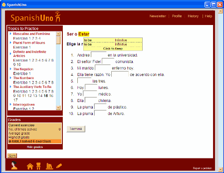 Spanish Uno Exercise